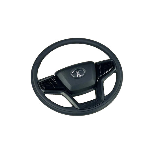 Black truck steering wheel on a white background
