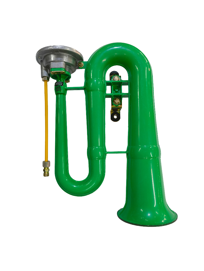 Green truck horn on a white background