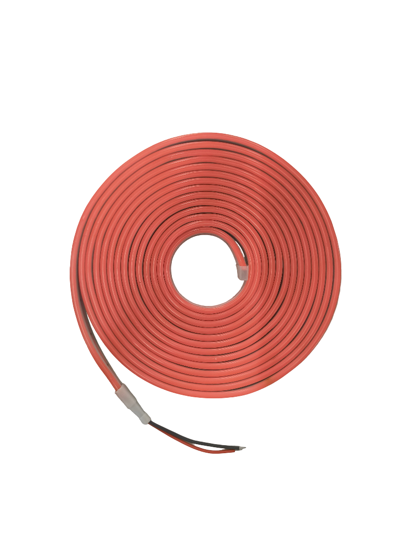 Coiled red cable on a white background