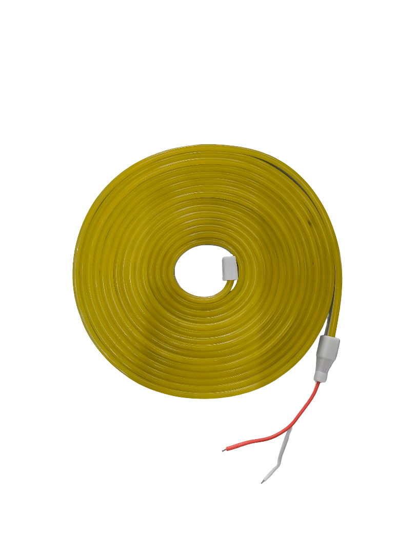Yellow cable roll with connectors on a white background