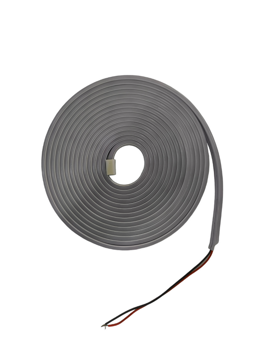 Coiled gray cable with wires on a white background