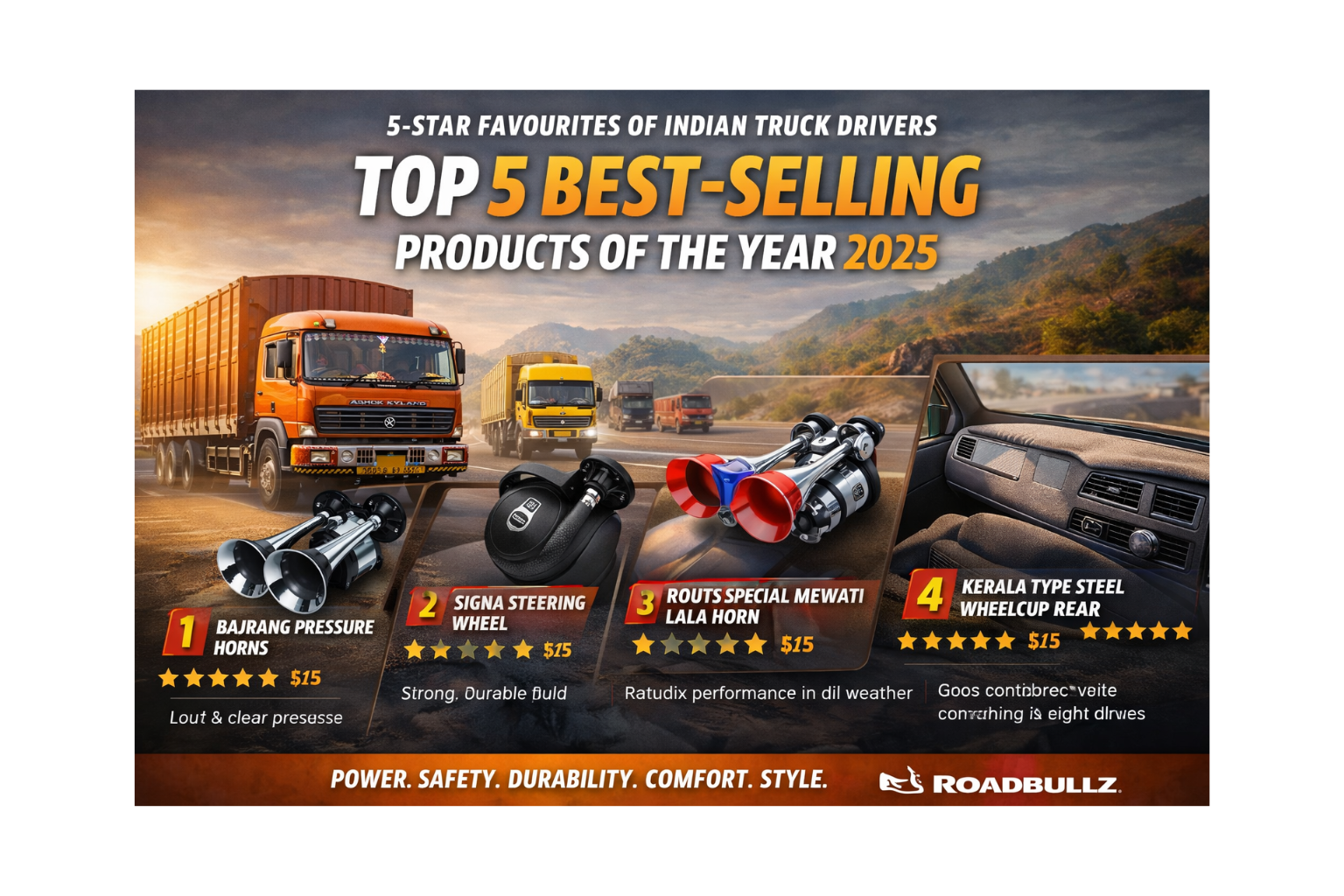 Roadbullz Product of the Year 2025: Top 5 Truck Accessories Loved by Drivers Across India