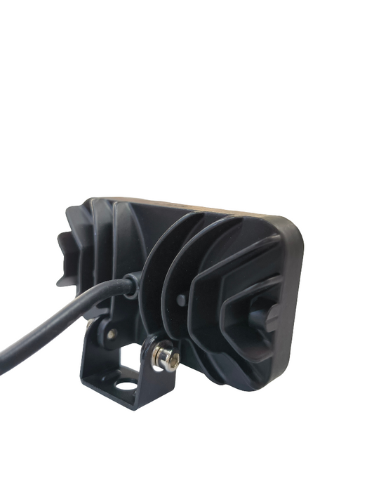 Black LED light bar with a cable on a white background