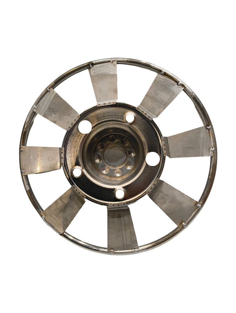 Metallic clutch disc on a white background