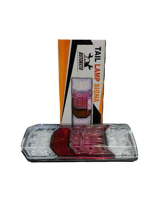 Tail lamp signal with packaging on a white background